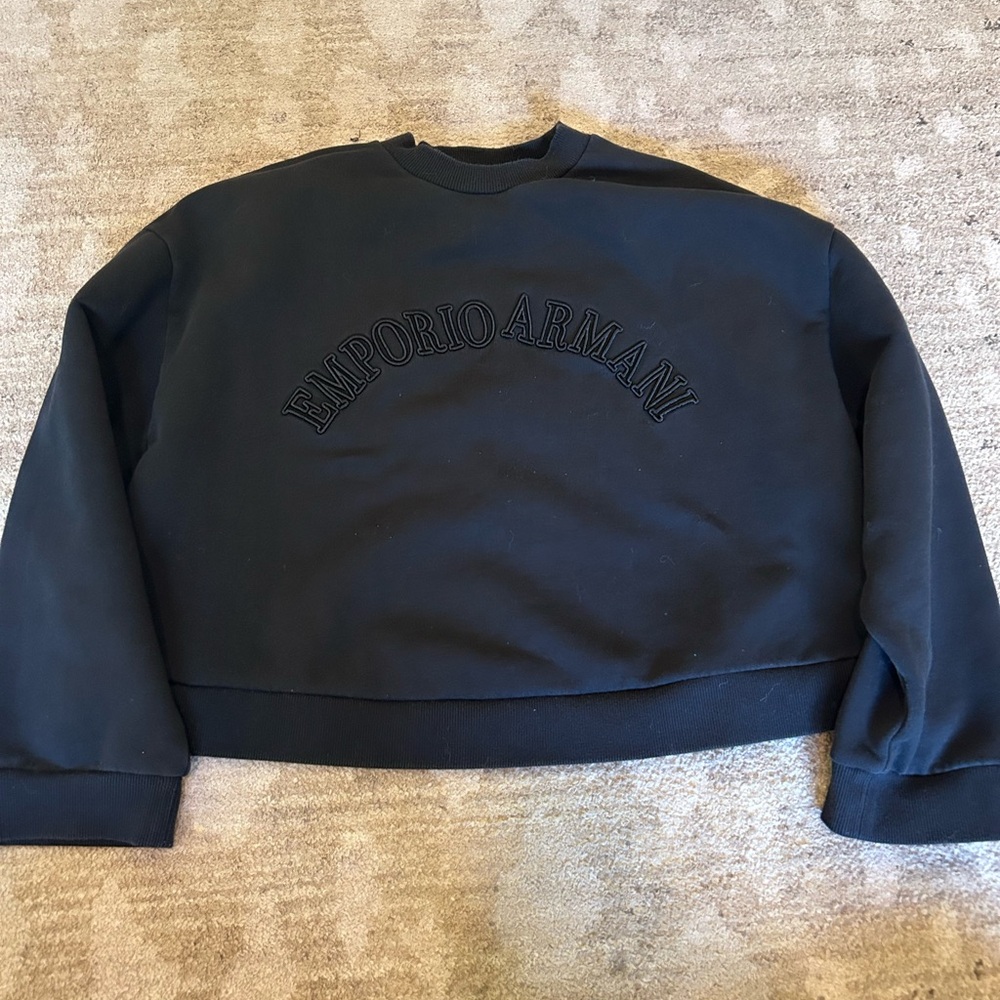 Emporio Armani Large Black Crop Sweatshirt